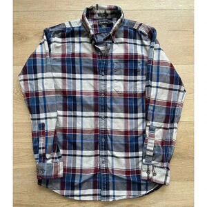 Eddie Bauer Men's Classic Fit Plaid Button Down Long Sleeve Shirt 100% Cotton S